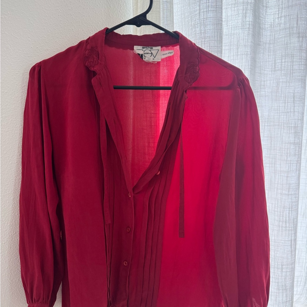 Vintage Silk Nordstrom Deep Red Blouse
